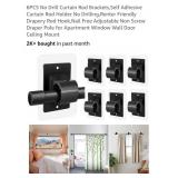 NEW 6PCS  Self Adhesive Curtain Rod Holders, No