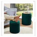 NEW Set of 2 Side Tables w/ Storage, Round,