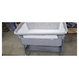 Bedside Bassinet w/ Wheels, Grey & White *new,