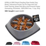 NEW GORILLA GRIP Slow Feeder Pet Bowl w/ Non-Slip