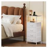 New  White Nightstand with Charging Station and
