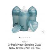 3 Pk Heat-Sensing Glass Baby Bottles 220 ml,