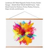 NEW 40" W Magnetic Poster Frame, Wood