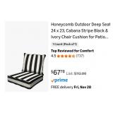 NEW 2 Pc Deep Seat Cushion, Outdoor, 24" x 23",