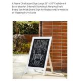 NEW 20" x 30" A Frame Chalkboard Sign, Standing &