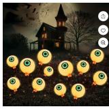 12 Outdoor Solar Scary Eyeball Lights,Warm White