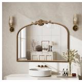 New  Vintage Arched Gold Mirror: 32"x24" Large