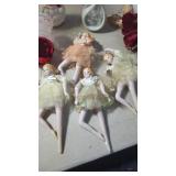 4 Vintage Ballerina Ornaments, & Others