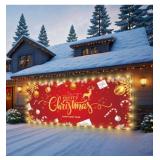 New 7x16ft Christmas Garage Door Cover with LED