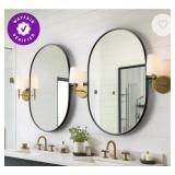2 New Black 24" x36" Oval Wall Mirrors
