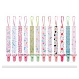 12 New  Pacifier Clips with Adjustable Strap