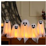Set of 5 Ghost Decoration 14" 11" 9" Ghosts Table
