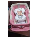 New Baby Folding Bathtub.  Pink with Thermometer