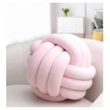 New Large Pink Handwoven Velvet Knot Ball Pillow