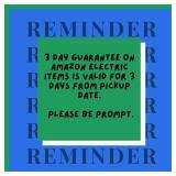 3 Day Guarantee on Amazon Electric Items