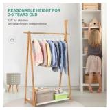 New Bamboo Kids Dress Up Rack Foldable Kids