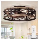 New 19" Farmhouse Flush Mount Caged Ceiling Fans
