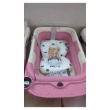 New Pink Baby Folding Bathtub with Thermometer