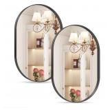 2 New  Black Oval Mirror, 24" x 36" Oval Mirrors