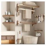$675 New Walnut Towel Rack White Bathroom Storage