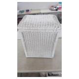 Estate....White Wicker Clothes Hamper  18.5" wide