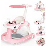 New $105 Pink  Baby Walker with Wheels, 7-in-1