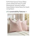 (2) New Pink Flannel Throw Pillow Covers 20" x