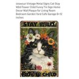 (New) Cats Stay Wild Flower Child Tin Sign