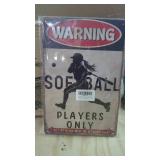 Softball Players Metal Sign.  8" x 12"