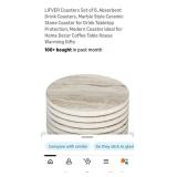 (6) Marble Style Drink Coasters with Holder