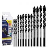 New 12-PCS Masonry Drill Bit Set & Concrete Drill