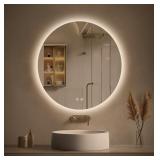 New 24 Inch Round Backlit Bathroom Mirror with