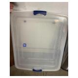 Clear storage tote with lid-fits under the bed