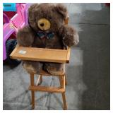 Wood Doll High Chair & Teddy Bear
