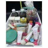 Bathroom supplies- lotion, perfume, peroxide and