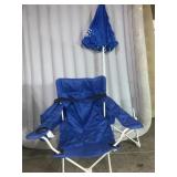 Folding camping chair with umbrella