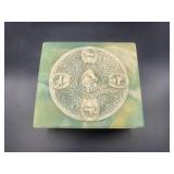 Genuine incolay stone trinket box - 7x8inches