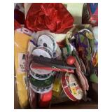 Lot of misc ribbon, gift bags, tape, tissue paper