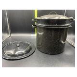 Granite ware pan and steamer with two lids