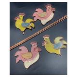 4 chicken stained glass garden decor with stakes