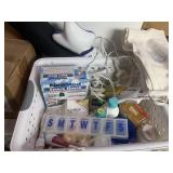 Bathroom lot in plastic storage basket