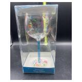 Hand painted wine glass- new in box