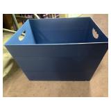 Blue plastic tote with handles