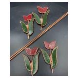 4 tulip stained glass garden decor with stakes