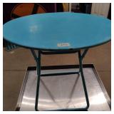 Turquoise Metal Drink Table Folding legs  16"
