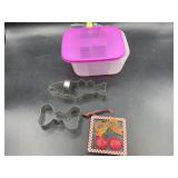 Metal cookie cutters storage container and cherry