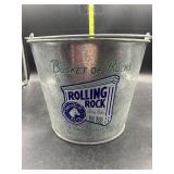 Metal rolling rock premium beer bucket