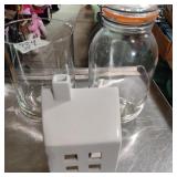 Glassware Lot , Locking lid Jar, Candle House,