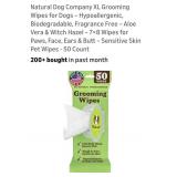 (50) XL All Natural Grooming Wipes for Pets