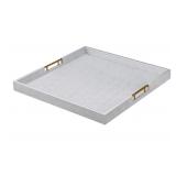 New Large Silver Faux Leather Wrapped Wood